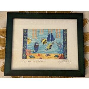 Poipu Beach - Kauai Painting Joanna Carolan Signed 2000 Framed